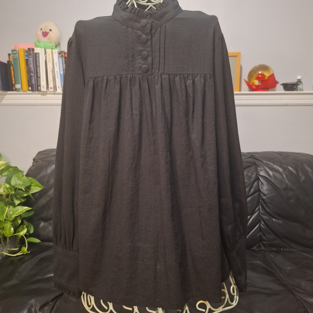 Elegant Black Button-Up Blouse